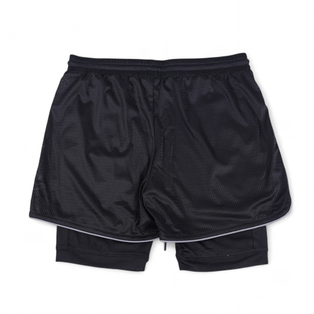 SIA FIT “BLACK/REFLECTIVE MESH WORKOUT SHORTS