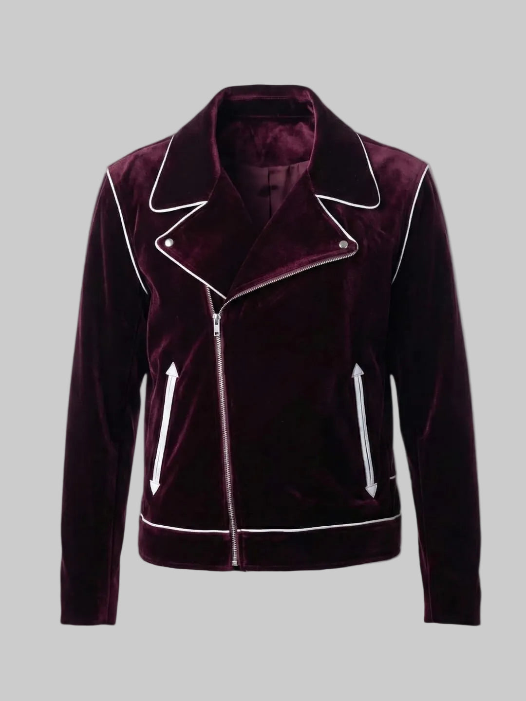 Dead Vultures Can't Fly” Pearl Velvet Moto Jacket (Merlot) – sia