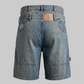 Double Waist Utility Denim Shorts (Blue)
