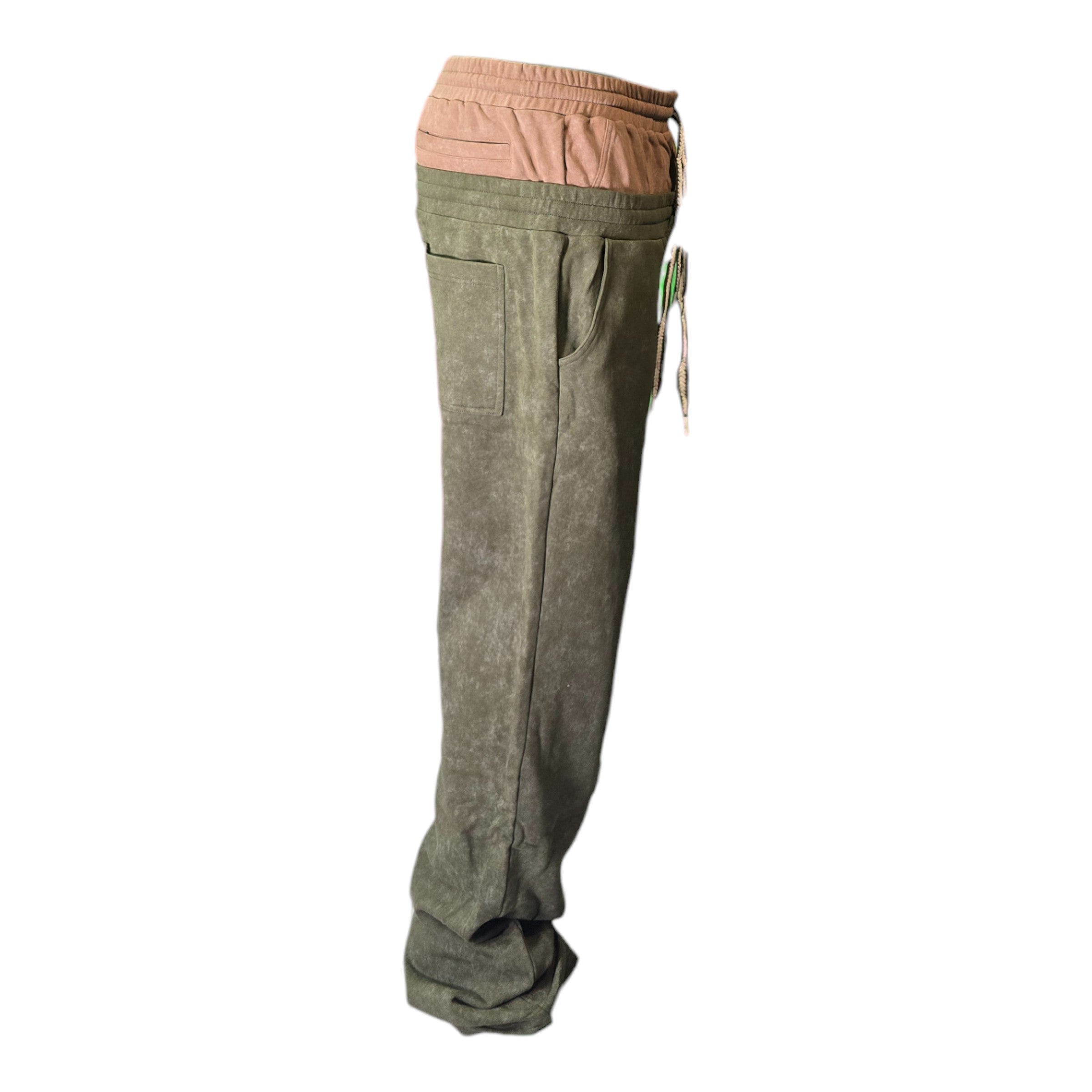 FW/24 SIA "OLIVE/COFFEE" STACKED DOUBLE SWEATPANTS