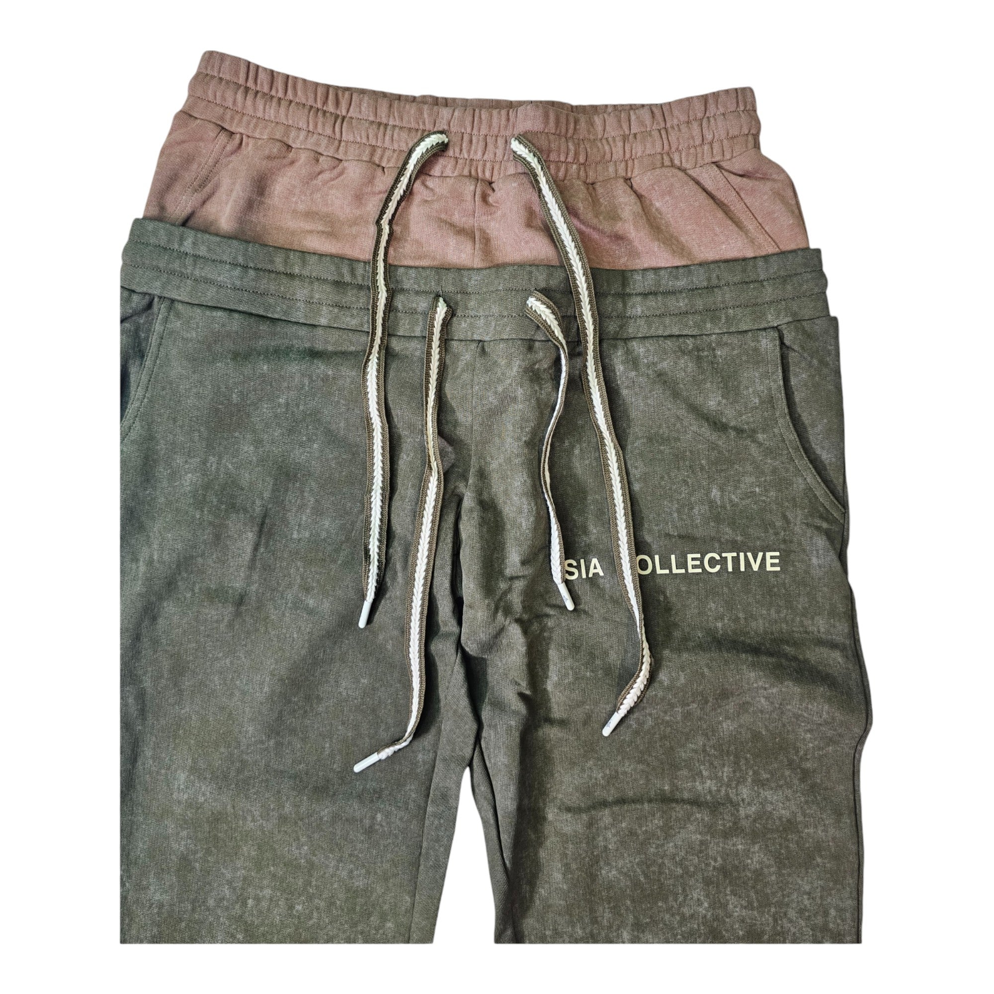 FW/24 SIA "OLIVE/COFFEE" STACKED DOUBLE SWEATPANTS