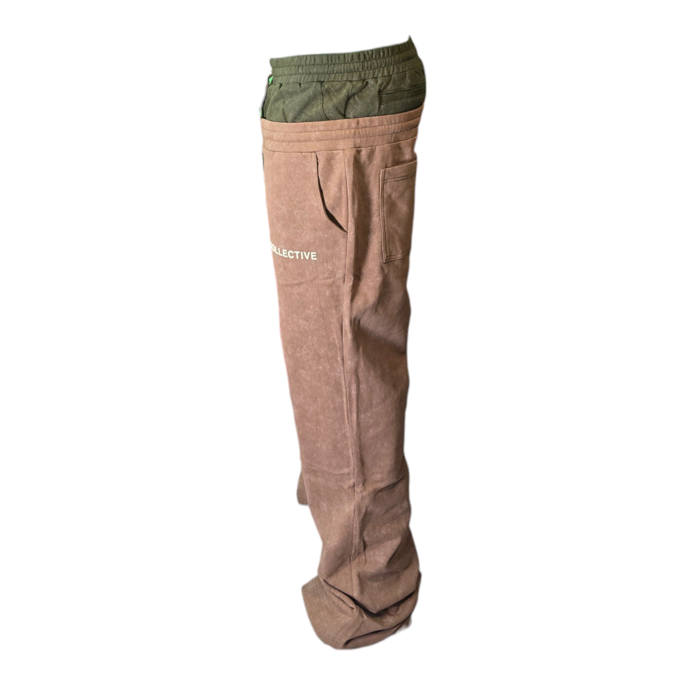 FW/24 SIA "COFFEE/OLIVE" STACKED DOUBLE SWEATPANTS