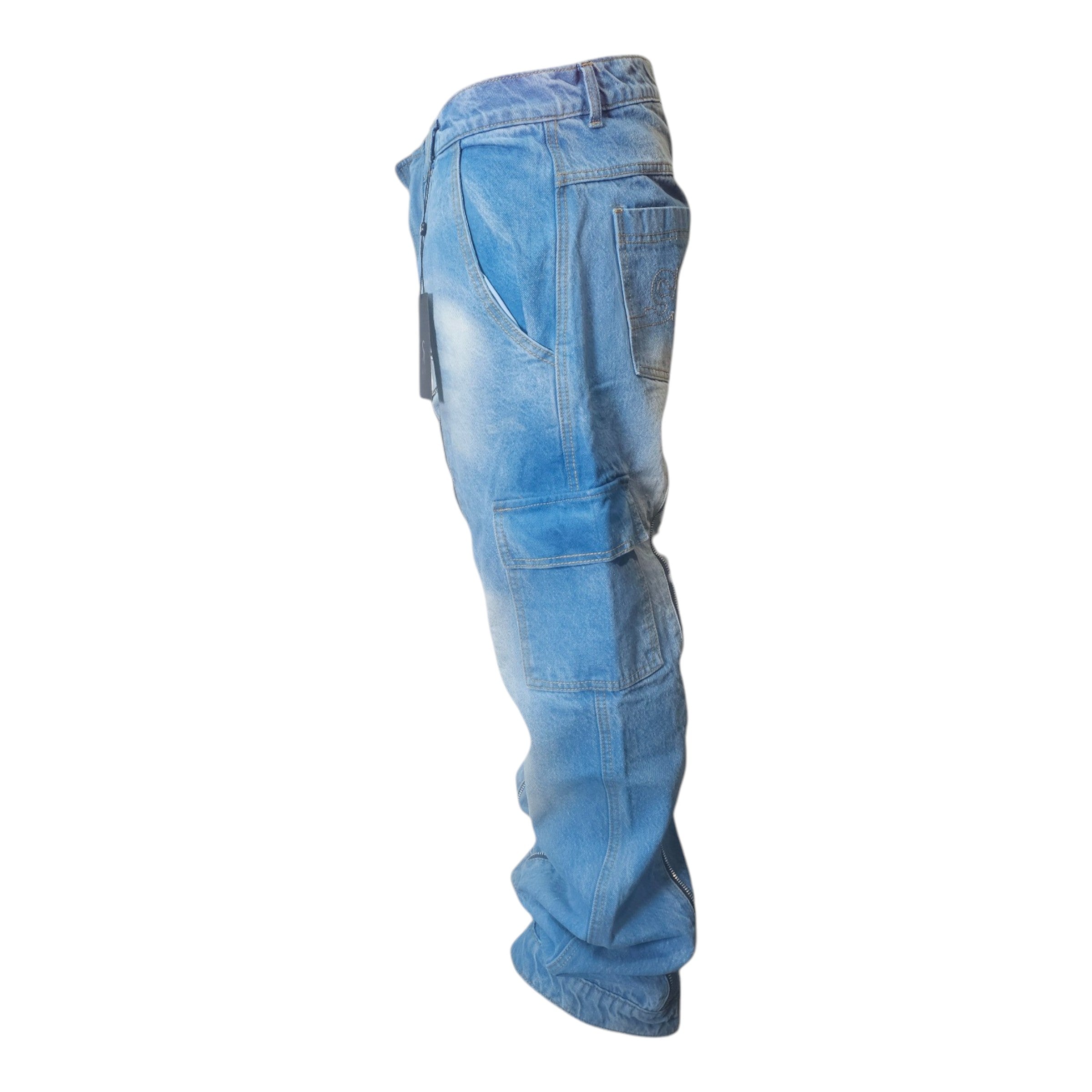 FW/24 SIA "LIGHT BLUE" UPSIDE-DOWN CARGO JEANS