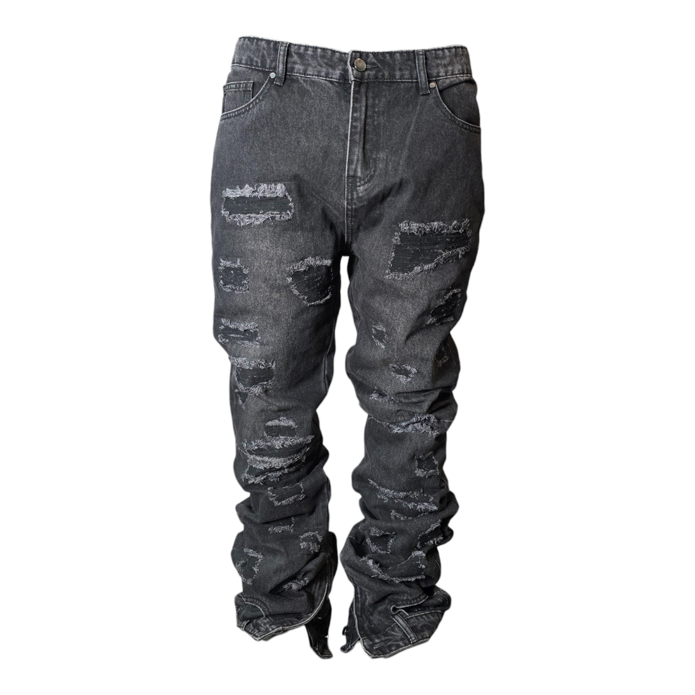 FW/24 SIA "BLACK DISTRESSED" UPSIDE DOWN JEANS