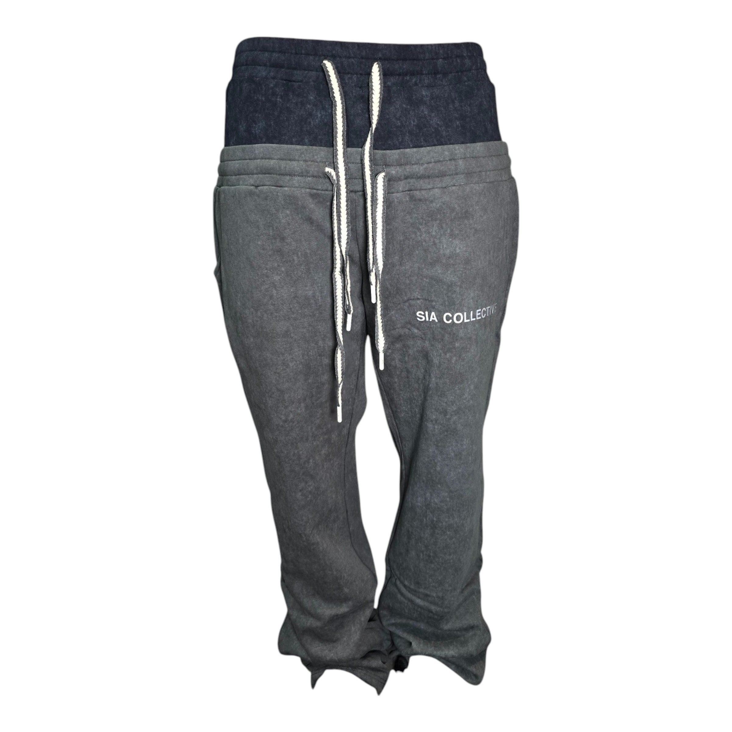 FW/24 SIA "CHARCOAL/NAVY" STACKED DOUBLE SWEATPANTS