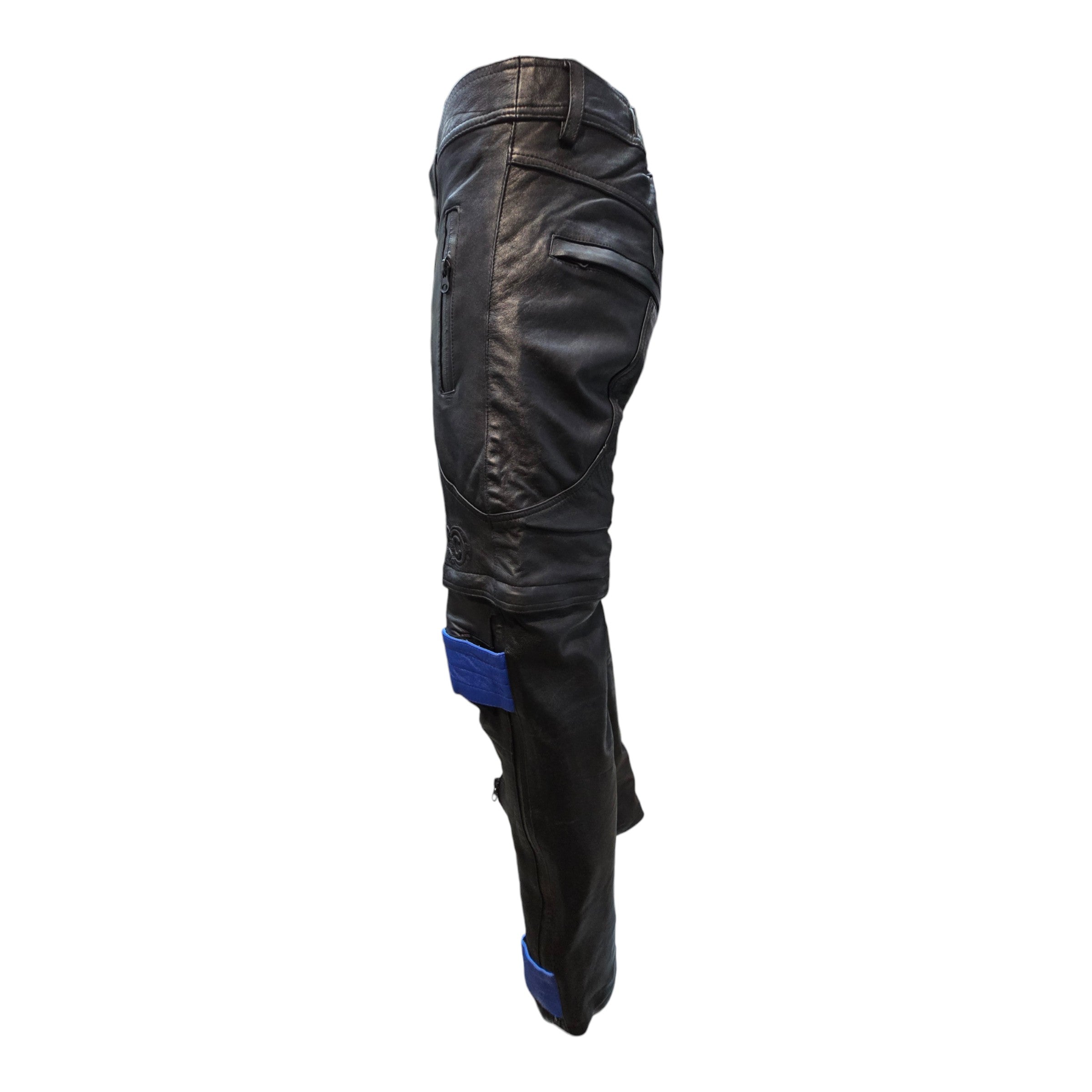 FW/24 SIA "BLACK/BLUE" STAY STRAPPED  LEATHER PANTS