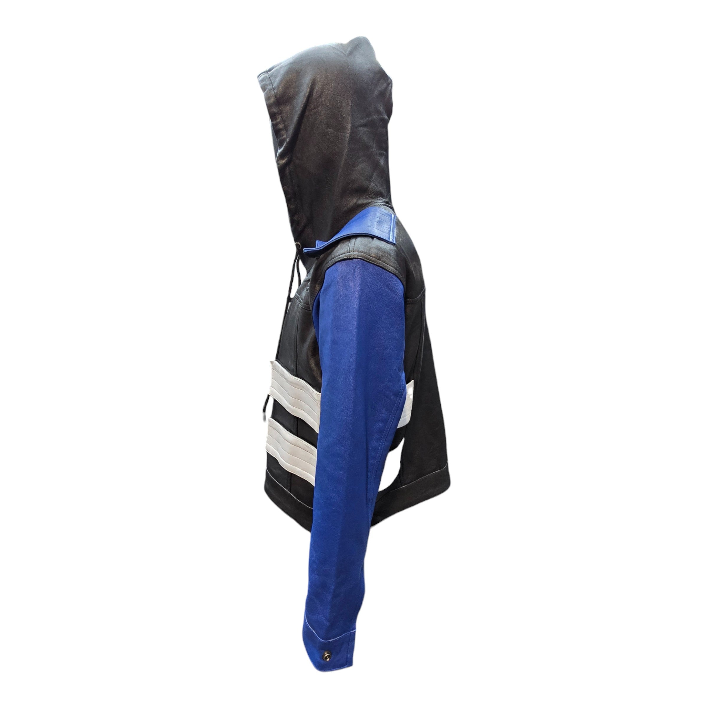 FW/24 SIA "BLACK/BLUE" STAY STRAPPED LEATHER HOODIE