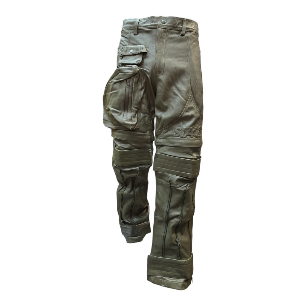 FW/24 SIA "OLIVE" STAY STRAPPED  LEATHER PANTS