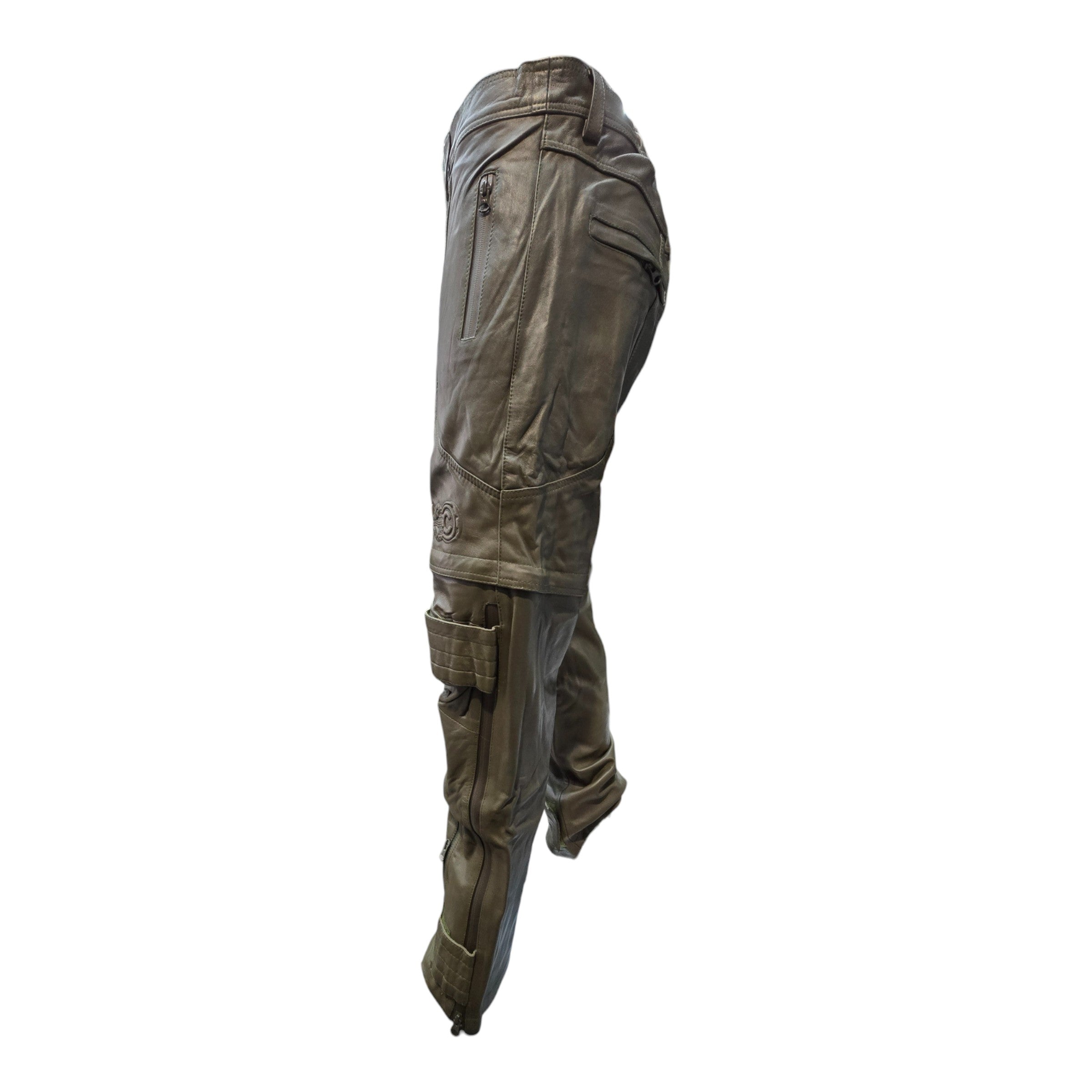 FW/24 SIA "OLIVE" STAY STRAPPED  LEATHER PANTS