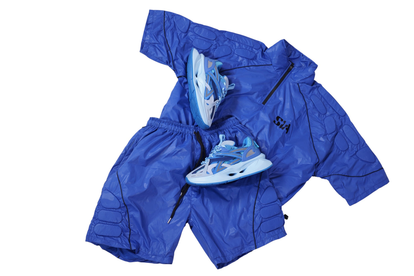 PADDED WINDBREAKER SHORTS (BLUE)