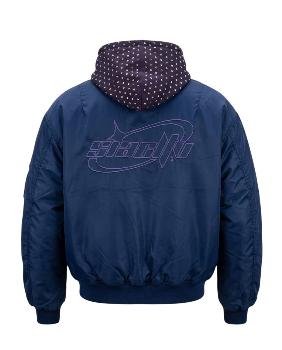 Studded PUFF Hoodie Jacket (Blue)
