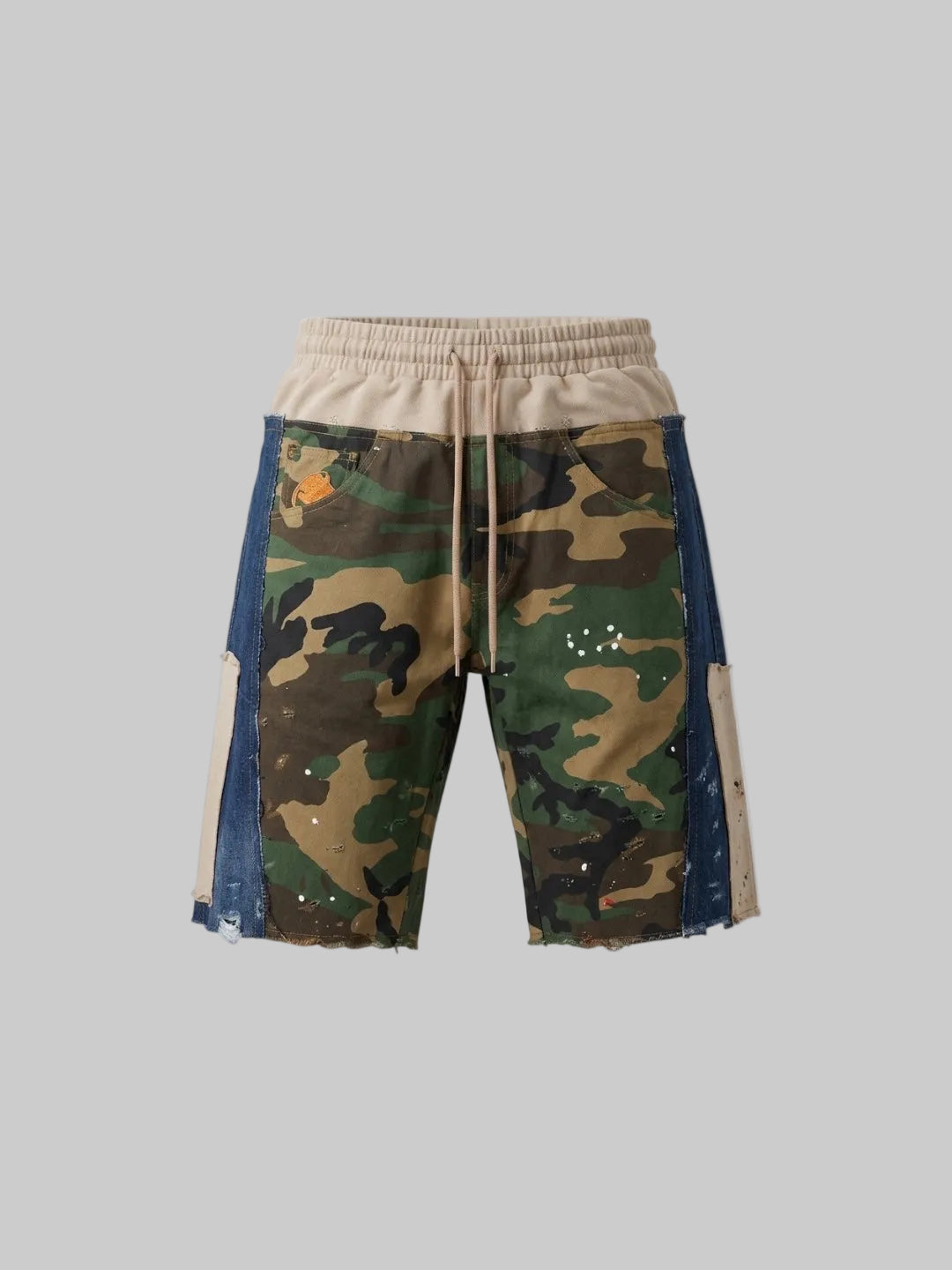 PATCHWORK DENIM SHORTS (Blue)
