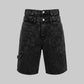 Double Waist Utility Denim Shorts (Black)