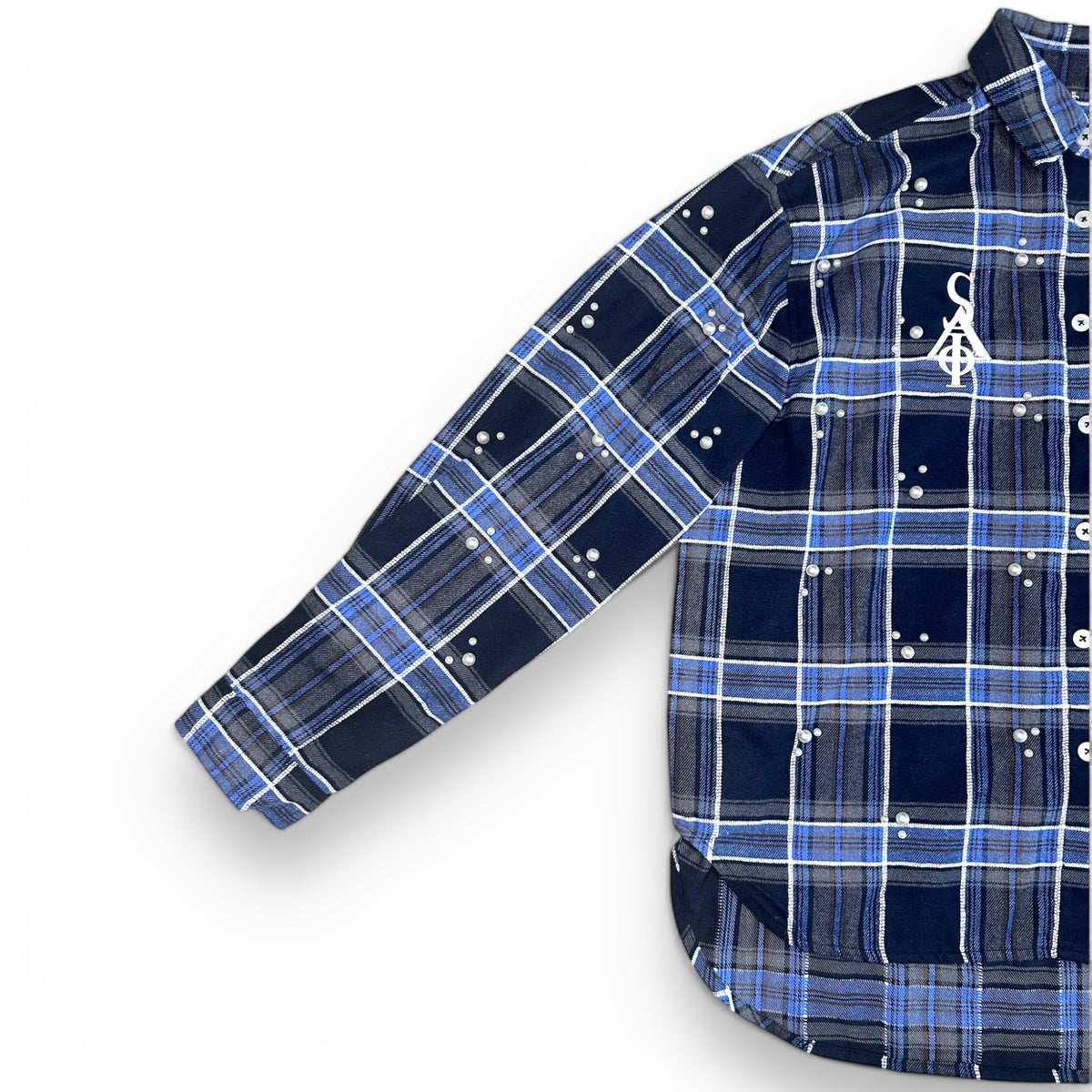 SIA HER "MIDNIGHT" PEARL EMBELLISHED PLAID FLANNEL (Labor Day ‘26)