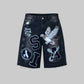 Patchwork Denim Shorts (Black)