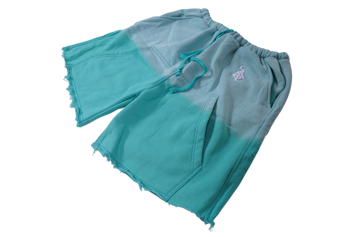 Hoodie Shorts (Turquoise Fade)