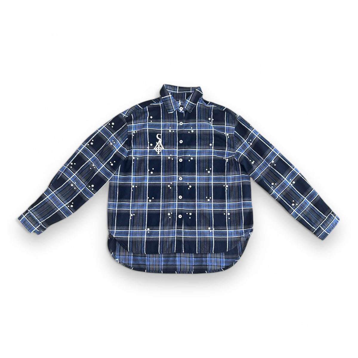 SIA HER "MIDNIGHT" PEARL EMBELLISHED PLAID FLANNEL (Labor Day ‘26)