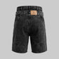 Double Waist Utility Denim Shorts (Black)