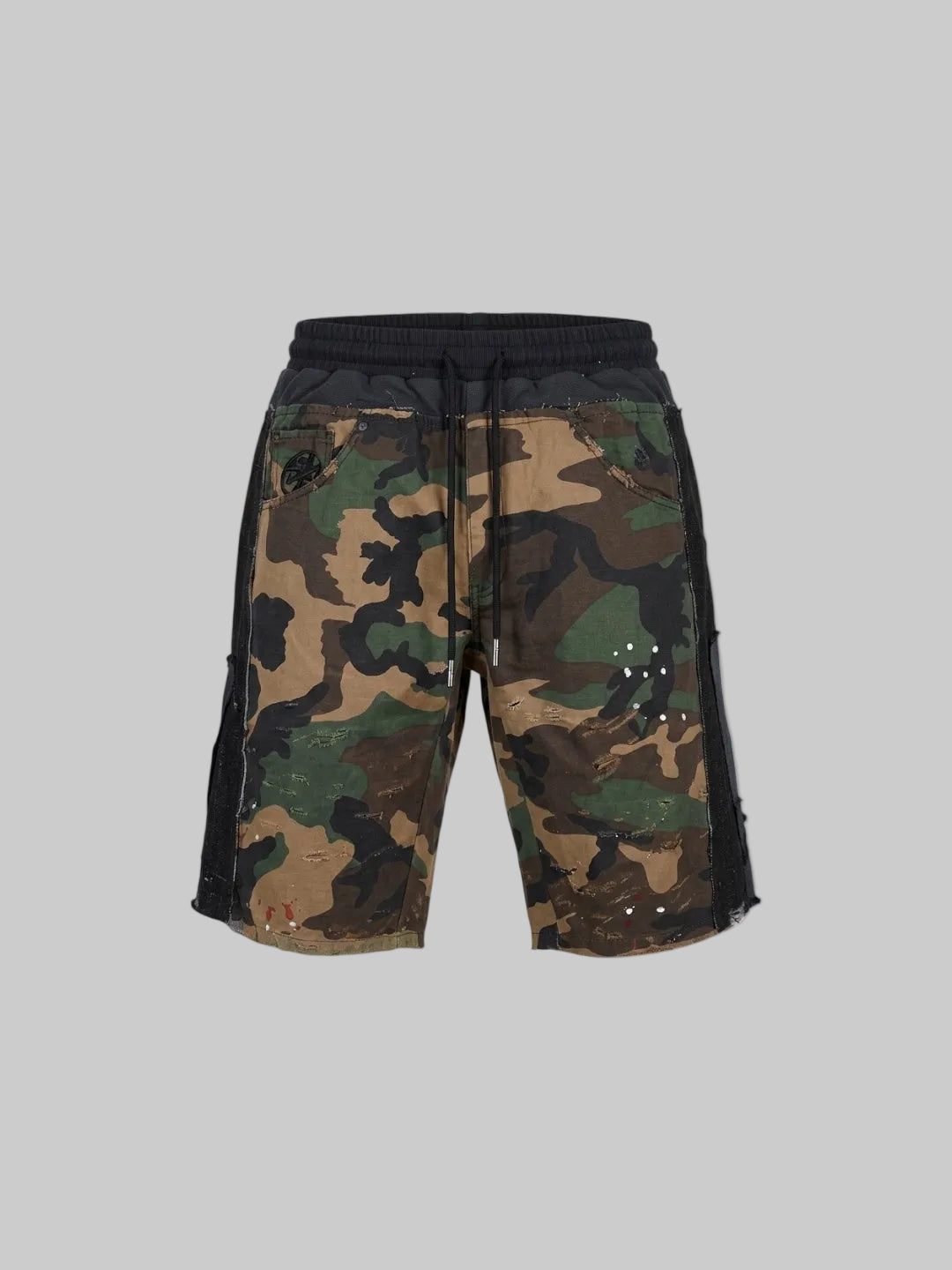 PATCHWORK DENIM SHORTS (Black)