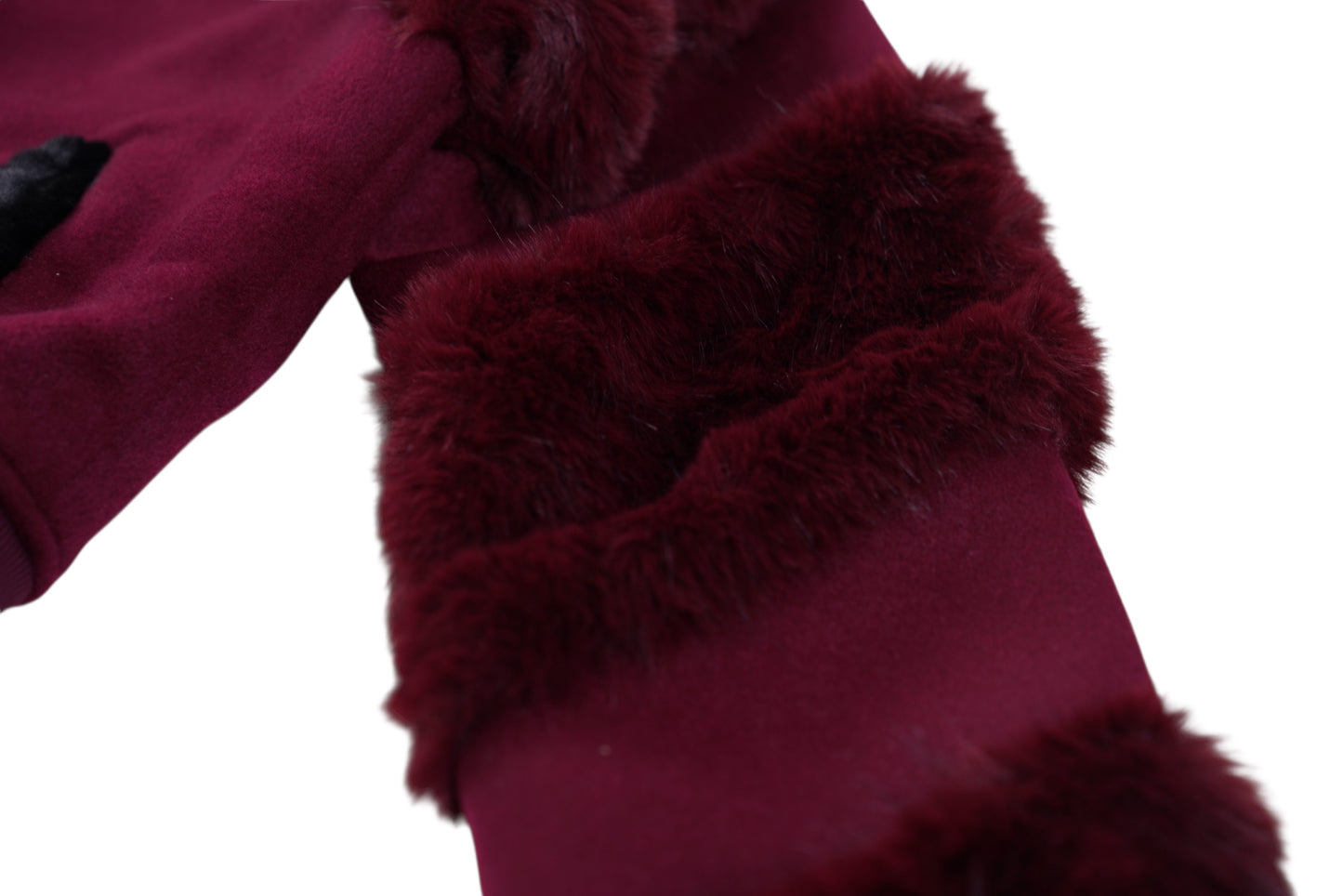 SIA HER Cropped Fur Varsity Jacket (Maroon)