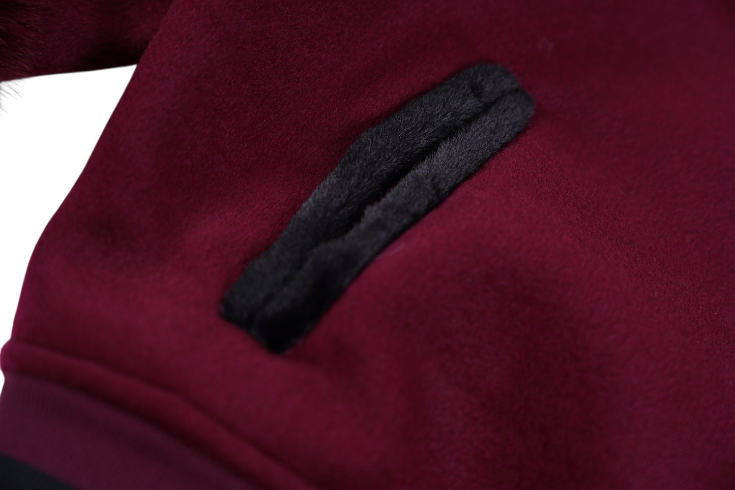 SIA HER Cropped Fur Varsity Jacket (Maroon)