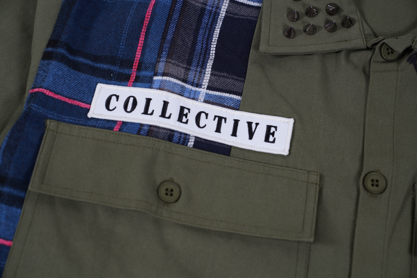 LOVE NOT WAR BUTTON UP (Olive)