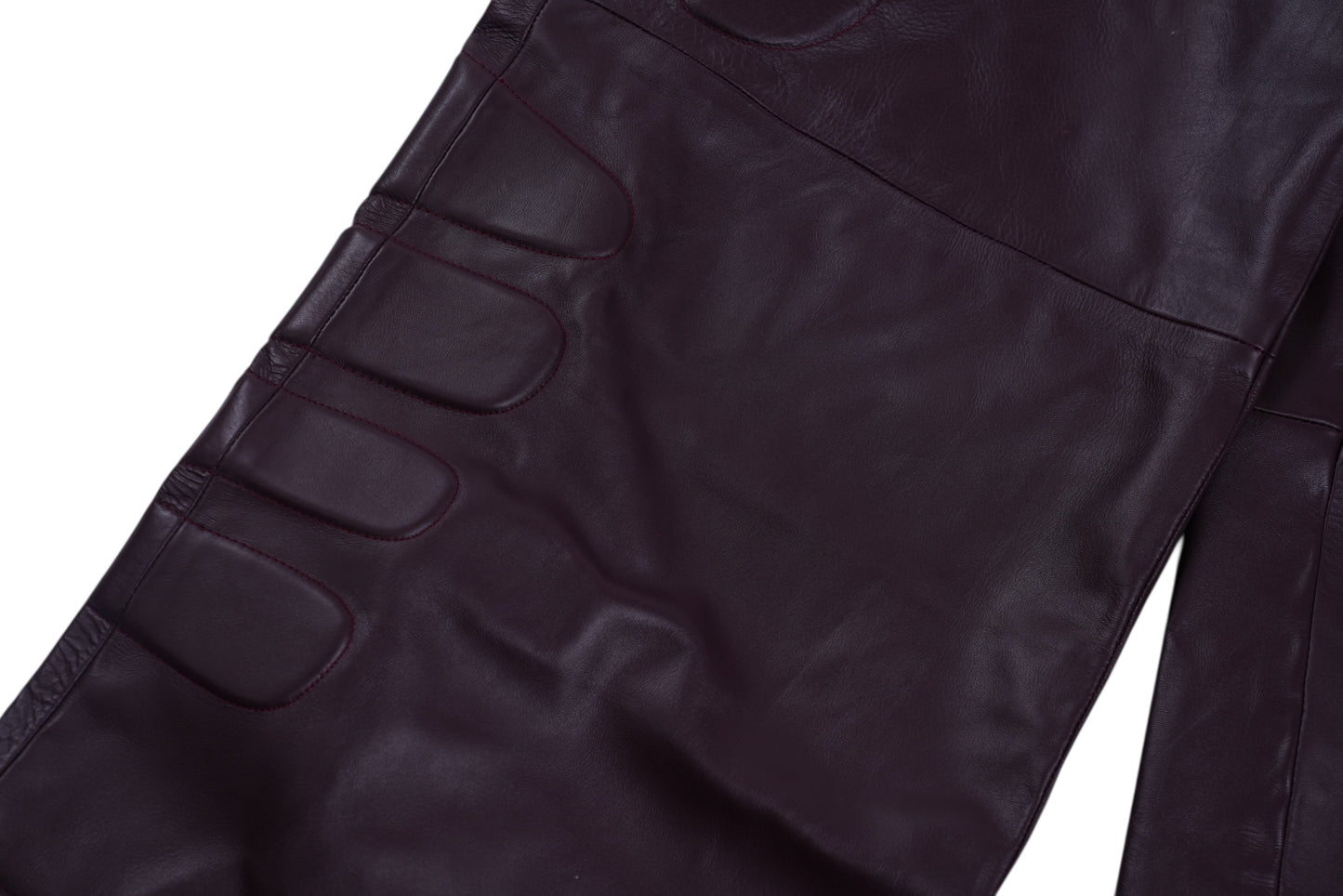 LEATHER MOTO PADDED PANTS (BURGUNDY)