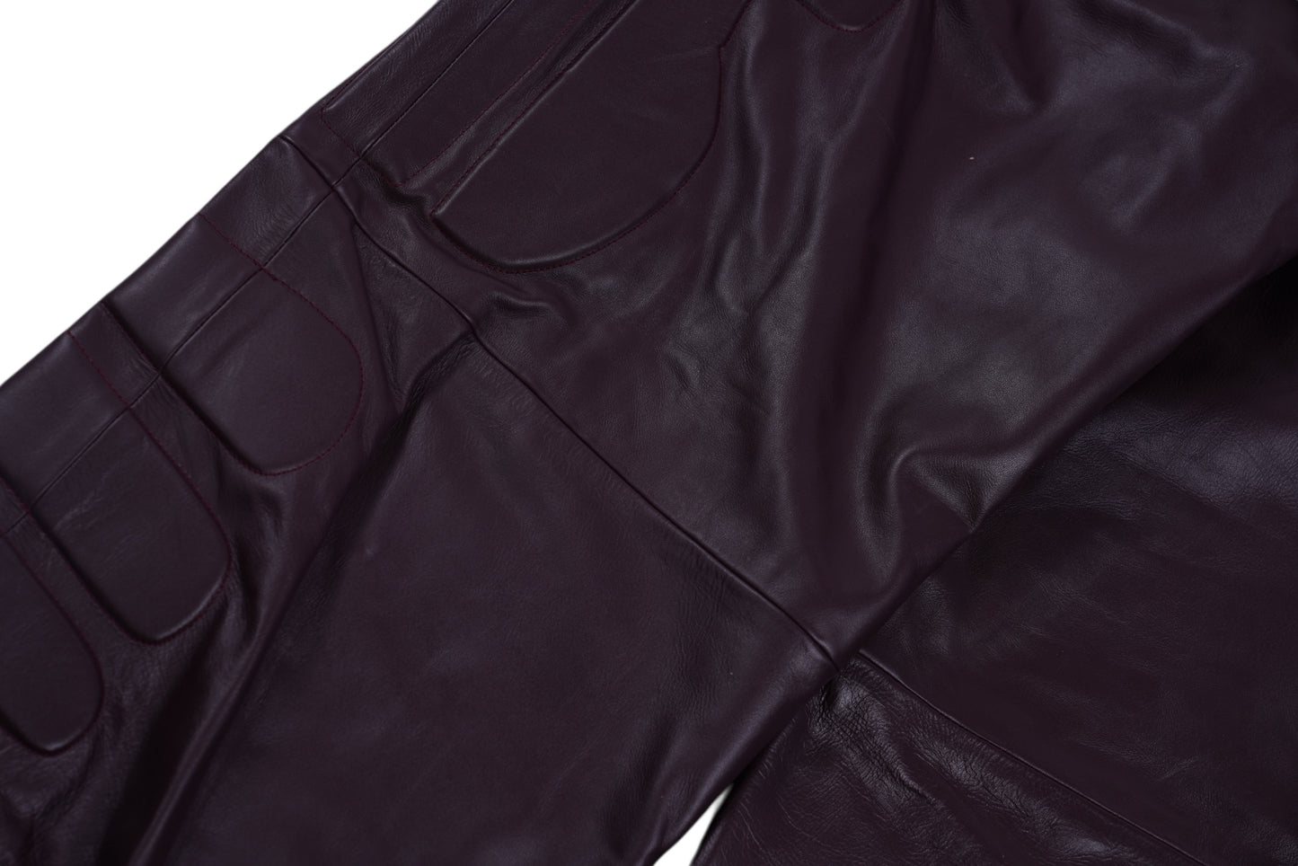 LEATHER MOTO PADDED PANTS (BURGUNDY)