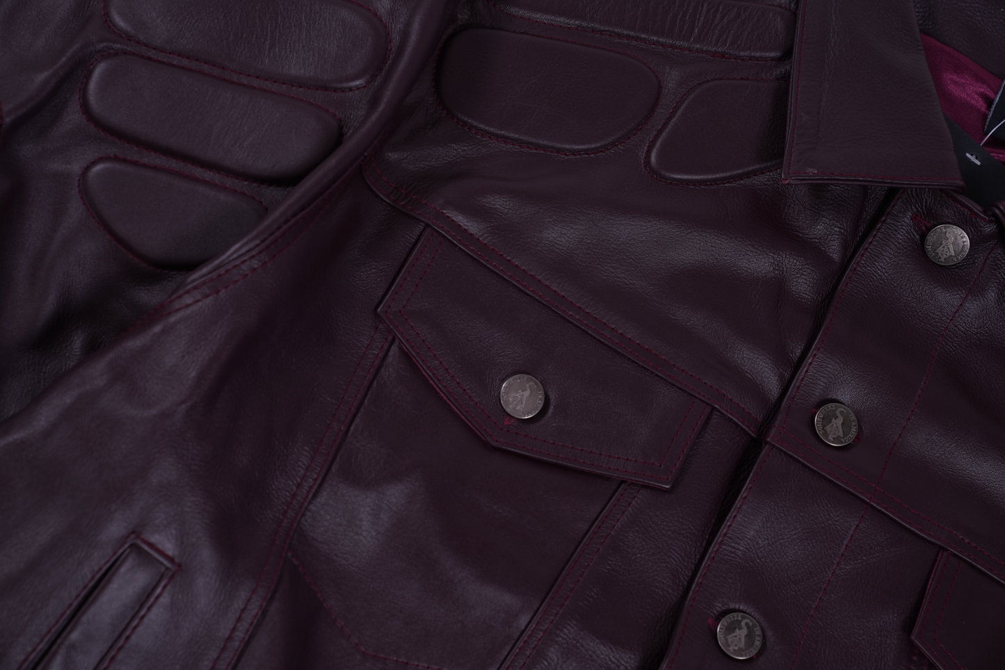 LEATHER MOTO JACKET (BURGUNDY)