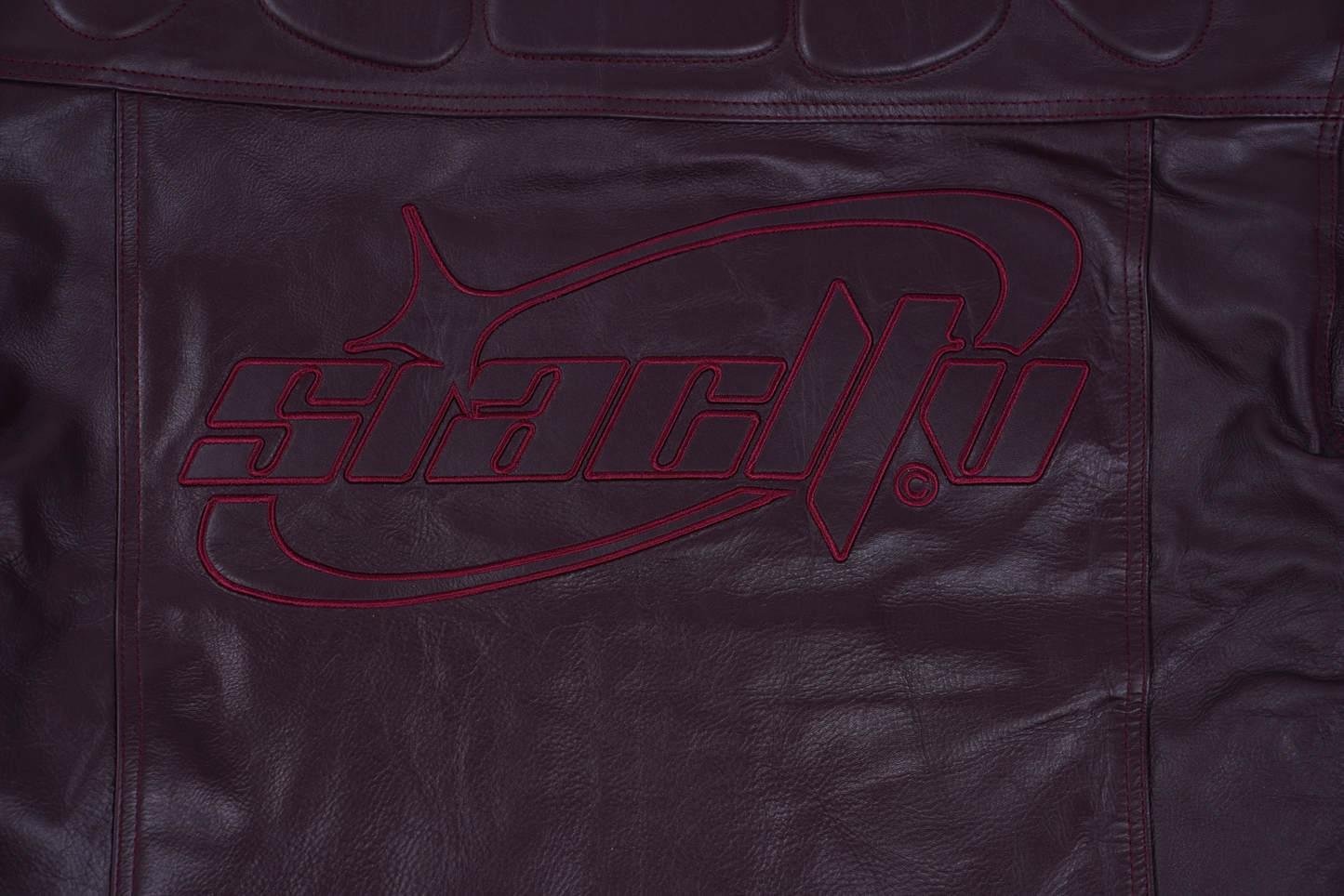LEATHER MOTO JACKET (BURGUNDY)