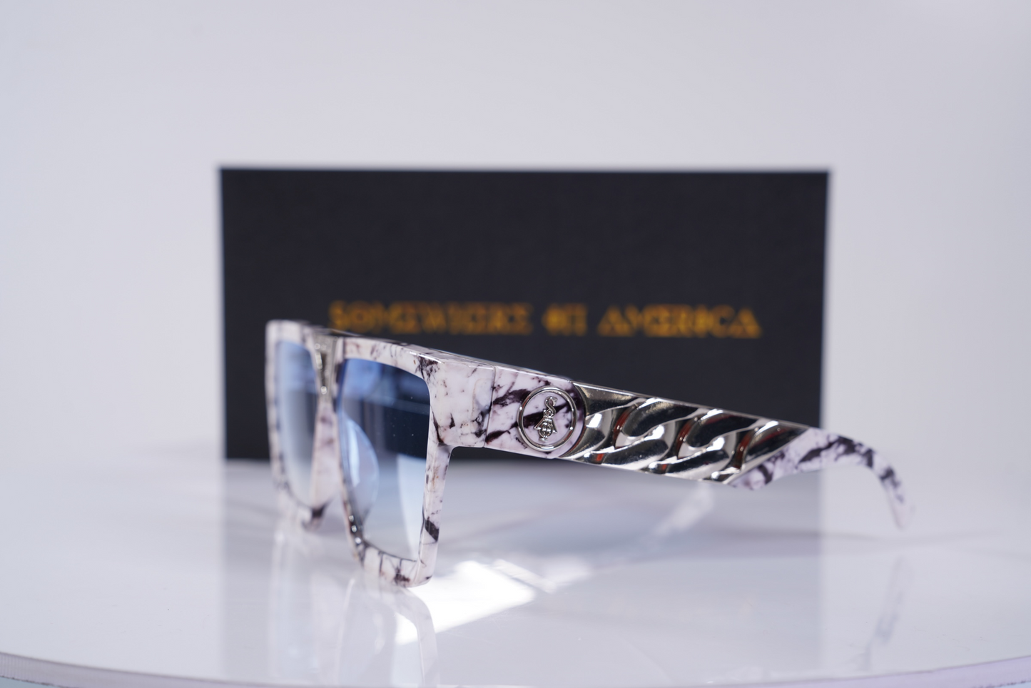 CUBAN CHAIN GLASSES (White Marble)