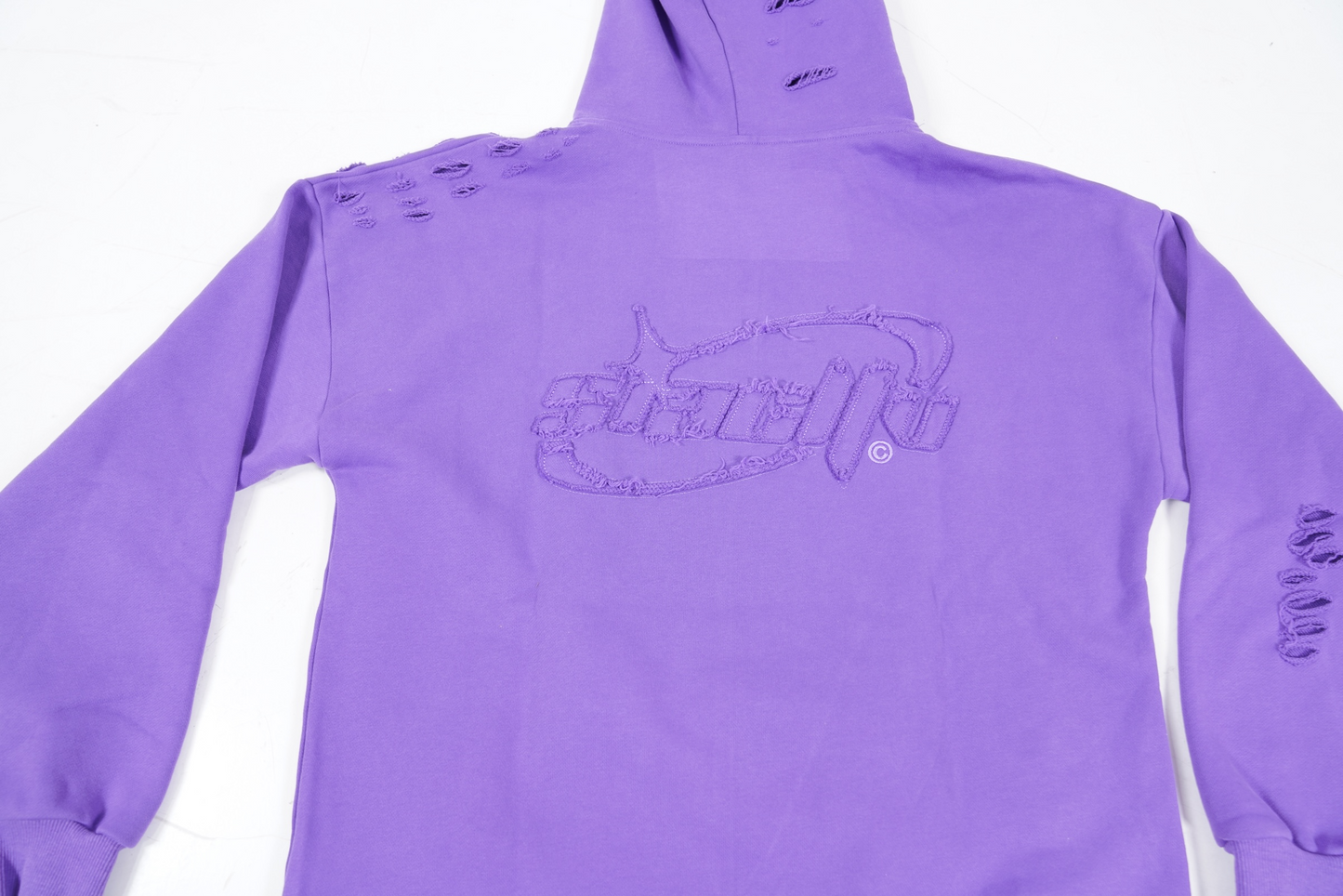 Distressed Relaxed Hoodie (Purple)