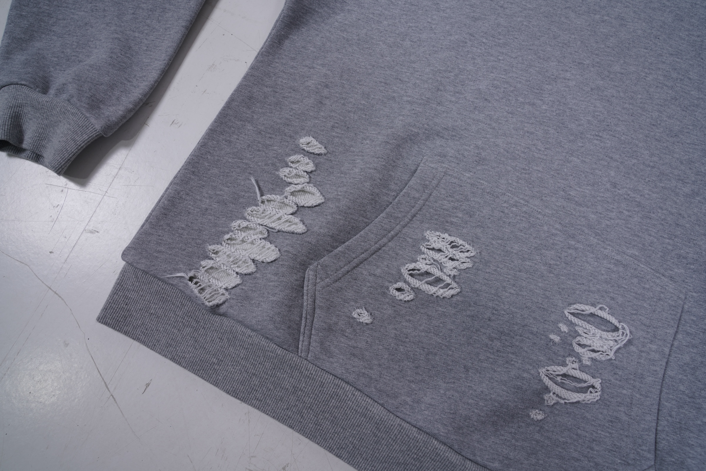 Distressed Relaxed Hoodie (Gray)