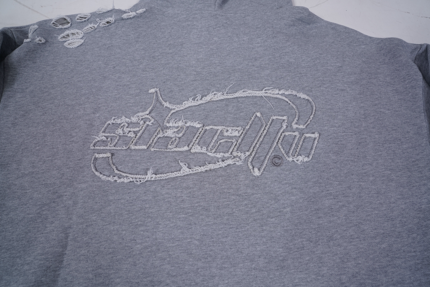 Distressed Relaxed Hoodie (Gray)