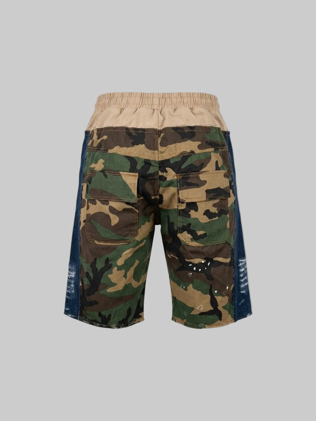 PATCHWORK DENIM SHORTS (Blue)