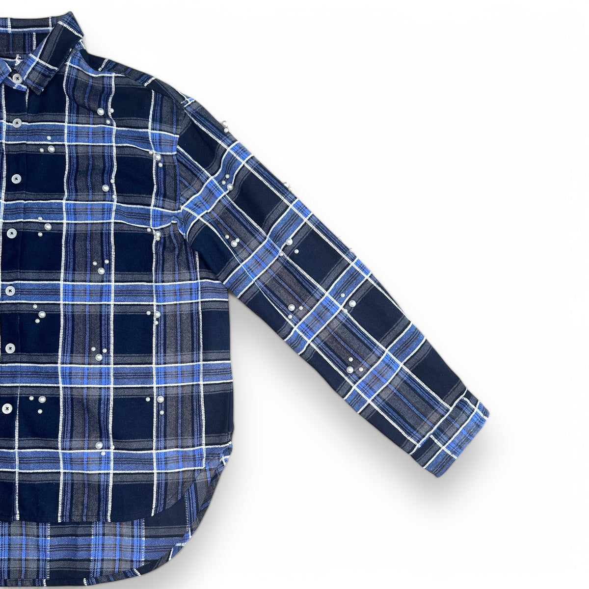 SIA HER "MIDNIGHT" PEARL EMBELLISHED PLAID FLANNEL (Labor Day ‘26)