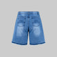 Patchwork Denim Shorts (Light Blue)