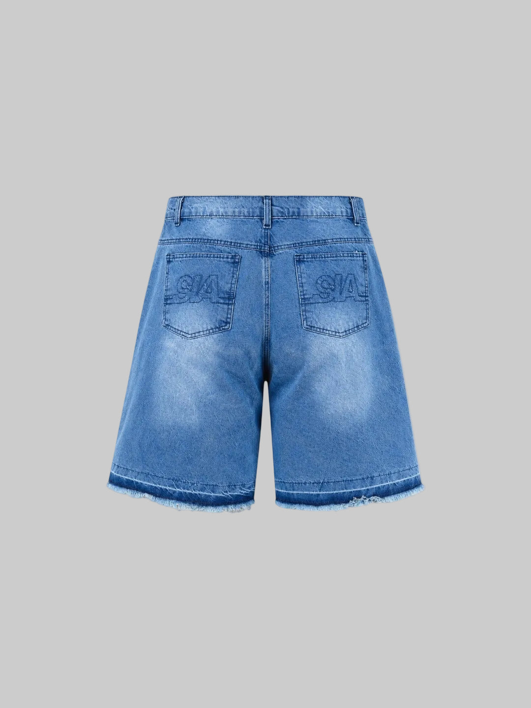 Patchwork Denim Shorts (Light Blue)