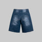 Patchwork Denim Shorts (Black)