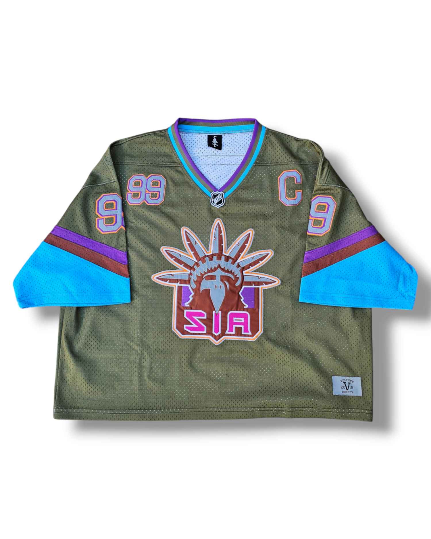 FW/24 SIA "NEW YORK VULTURES" BOTANICAL GARDEN BOX CUT HOCKEY JERSEY W/ REFLECTIVE NUMBERS