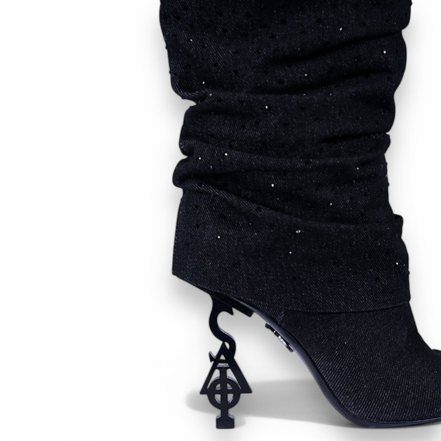 SIA HER DENIM RHINESTONE COWBOY BOOTS