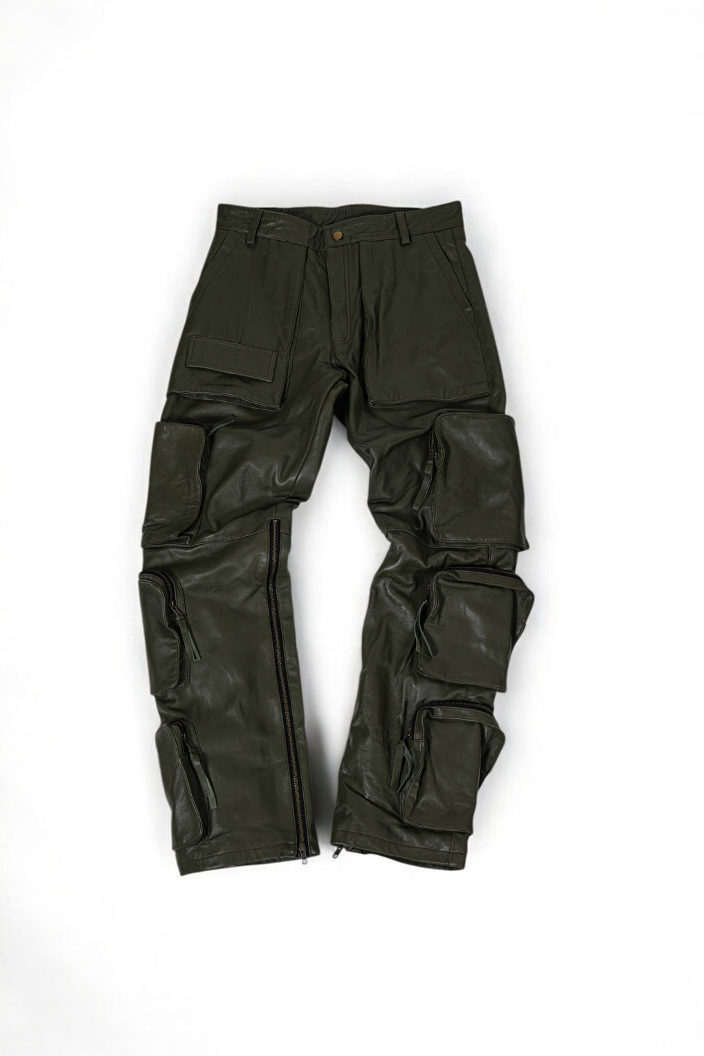 FW/24 SIA  "OLIVE" ULTIMATE LEATHER CARGO PANTS