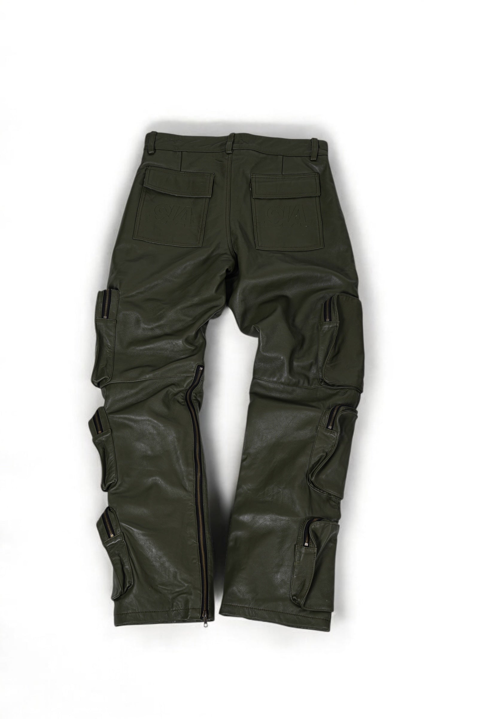 FW/24 SIA  "OLIVE" ULTIMATE LEATHER CARGO PANTS