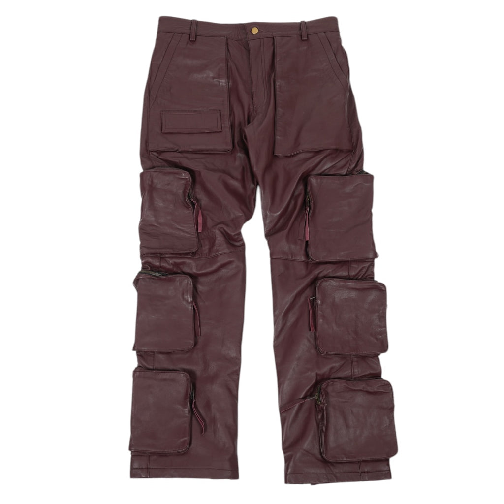 SIA "BURGUNDY" ULTIMATE LEATHER CARGO PANTS