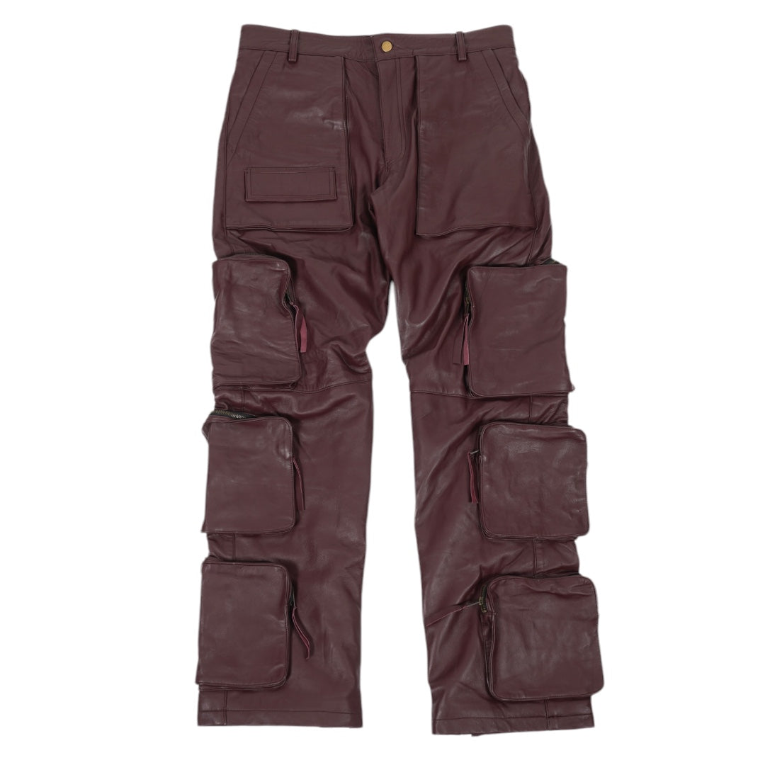 SIA "BURGUNDY" ULTIMATE LEATHER CARGO PANTS