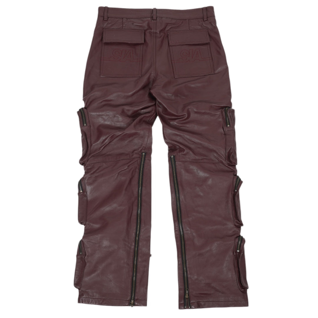 SIA "BURGUNDY" ULTIMATE LEATHER CARGO PANTS