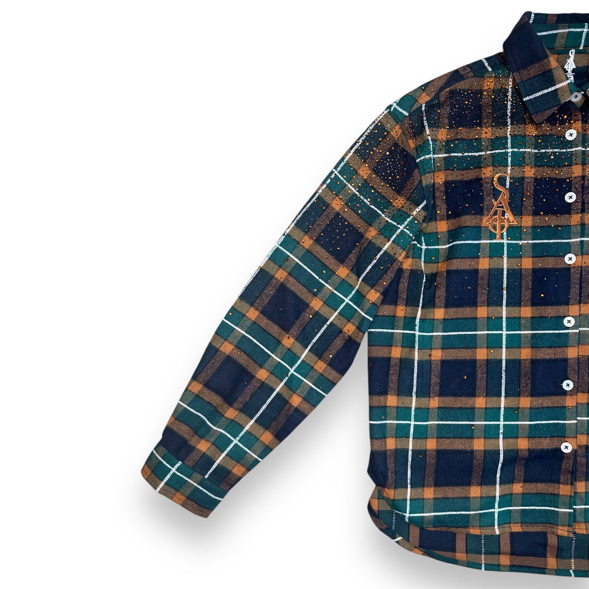 SIA HER “AMBER HARVEST” RHINESTONE PLAID FLANNEL (Labor Day ‘26)