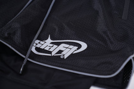 SIA-FIT “BLACK/REFLECTIVE MESH WORKOUT SHORTS