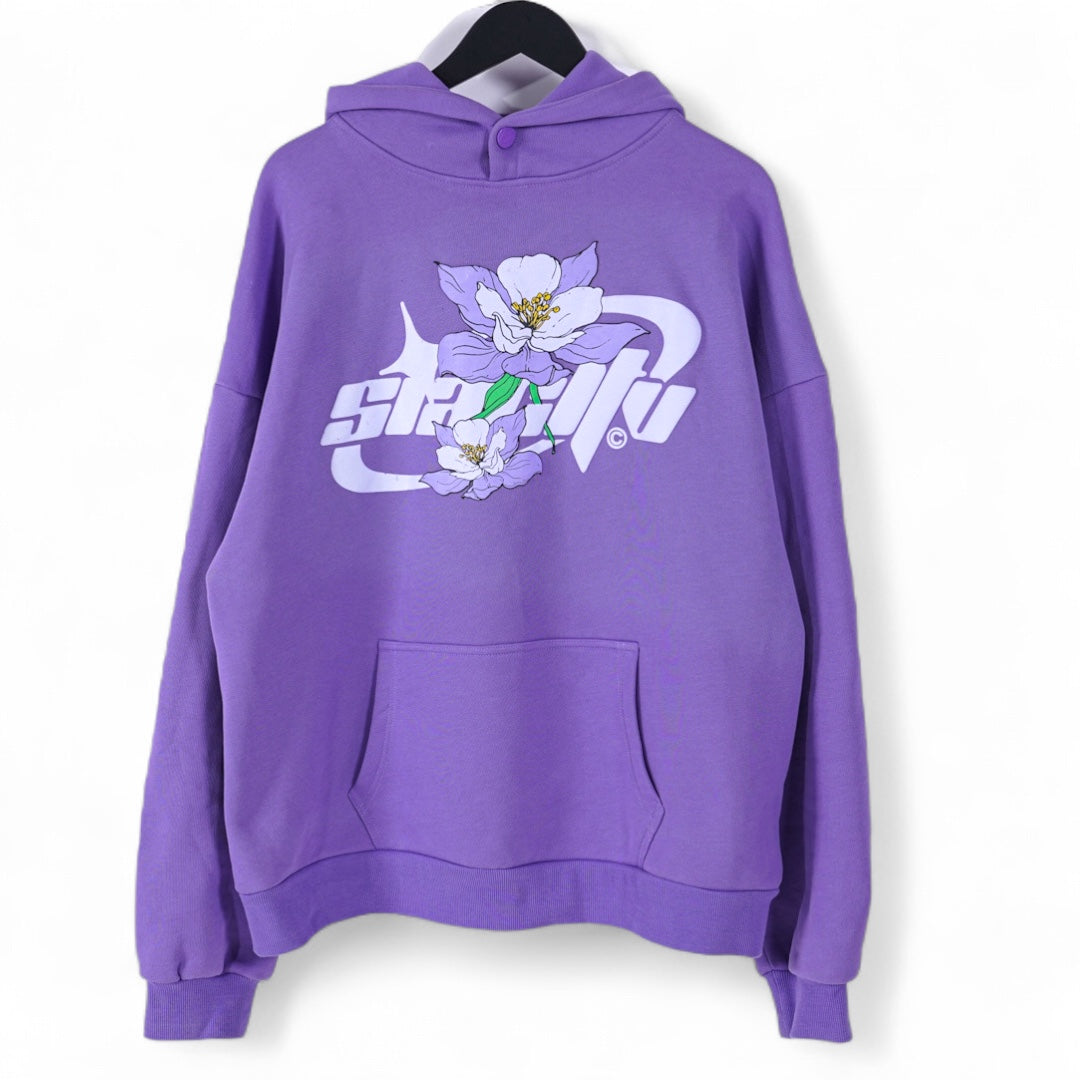 "AQUILEGIA CAERULEA" PUFF PRINT FLOWER HOODIE (BACK2SCHOOL)