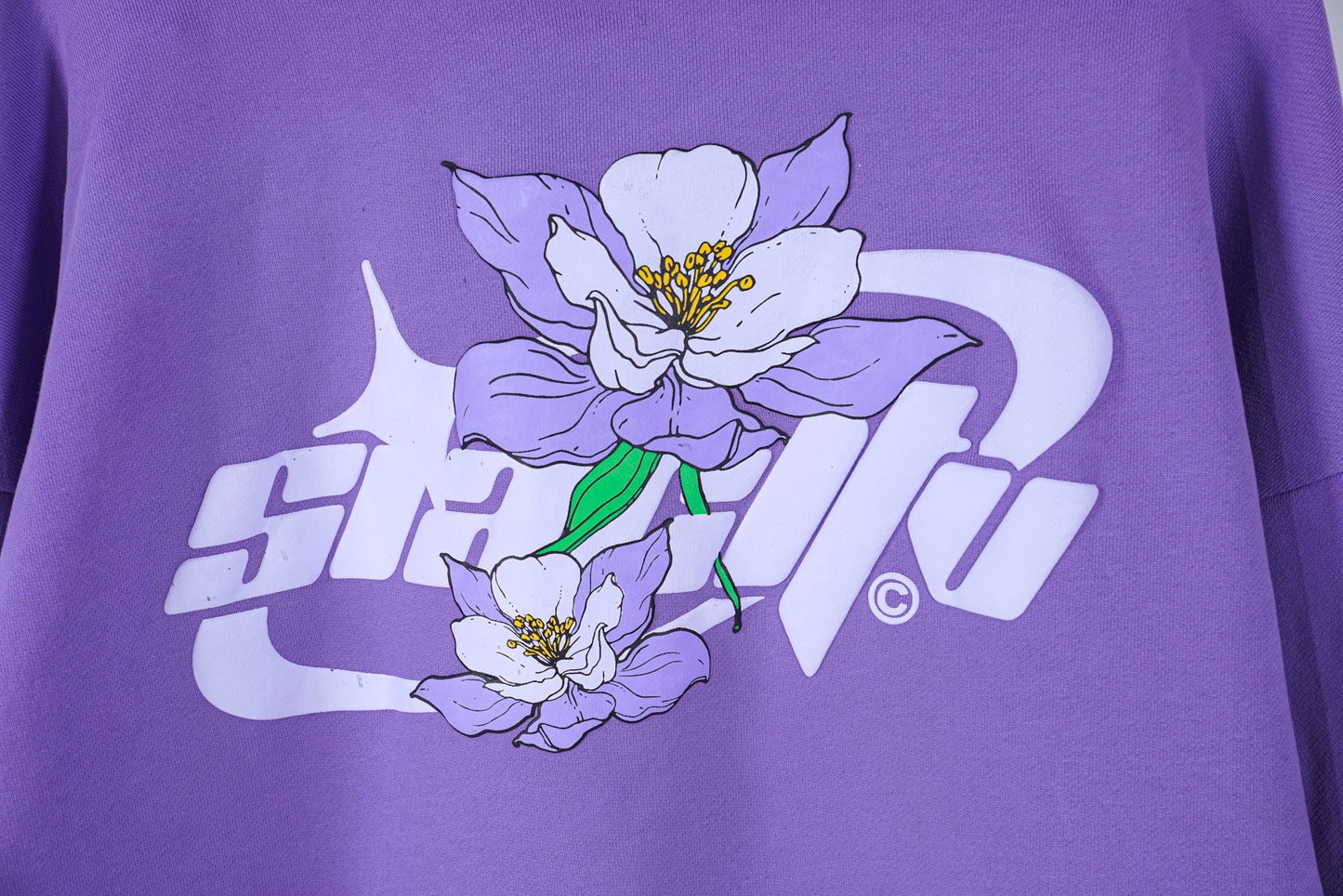 "AQUILEGIA CAERULEA" PUFF PRINT FLOWER HOODIE (BACK2SCHOOL)